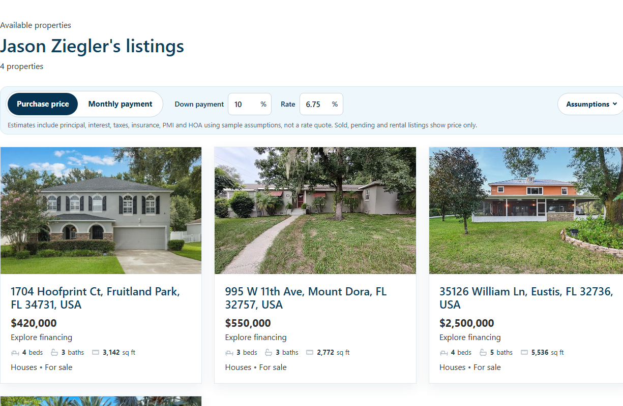 Jason Ziegler's officer-specific listings and financing controls on Verasol's public site